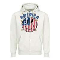 Oatmeal Heather America Zipper Hoodie - MaliasSmallBusiness