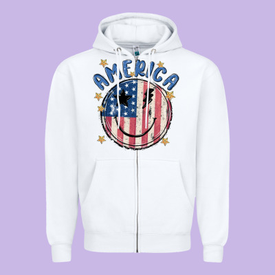 America Zipper Hoodie Designed By Maliassmallbusiness