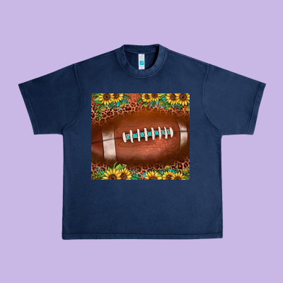 Football Leopard Turquoise Sunflower Urban Heavy Tee Designed By Jahusdesignshop