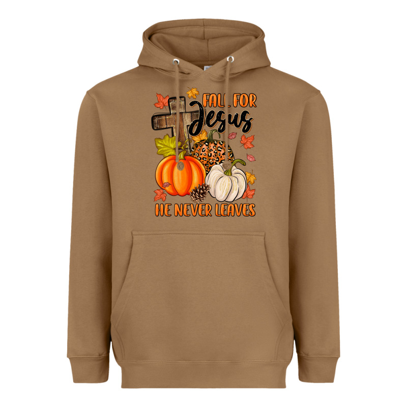 Fall For Jesus He Never Leaves Heavyweight Hoodie by MaliasSmallBusiness | Teevron