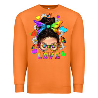 Carrot LGBTQ+ Messy Bun Mum Love With Hearts Premium Sweatshirt - BundleAndBundleShop
