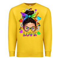 Lemon LGBTQ+ Messy Bun Mum Love With Hearts Premium Sweatshirt - BundleAndBundleShop