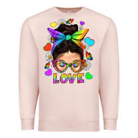 Lgbtq+ Messy Bun Mum Love With Hearts Premium Sweatshirt | Teevron