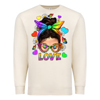 Sandshell LGBTQ+ Messy Bun Mum Love With Hearts Premium Sweatshirt - BundleAndBundleShop