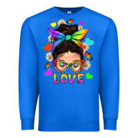 True Royal LGBTQ+ Messy Bun Mum Love With Hearts Premium Sweatshirt - BundleAndBundleShop