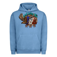 Pigment Pebble Blue God bless the USA Eagle 4th of july Urban Hoodie - HowdyJamesFarm