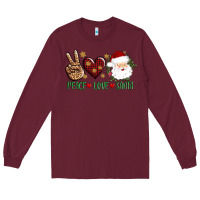 Burgundy peace love Santa Long Sleeve Tee - AdoDesignShop
