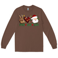 Chestnut peace love Santa Long Sleeve Tee - AdoDesignShop