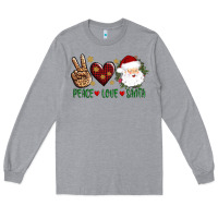 Heather Grey peace love Santa Long Sleeve Tee - AdoDesignShop