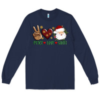 Navy peace love Santa Long Sleeve Tee - AdoDesignShop