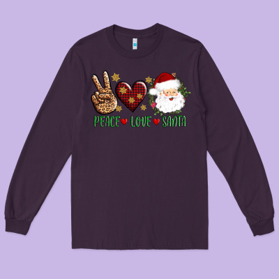 Peace Love Santa Long Sleeve Tee Designed By Adodesignshop