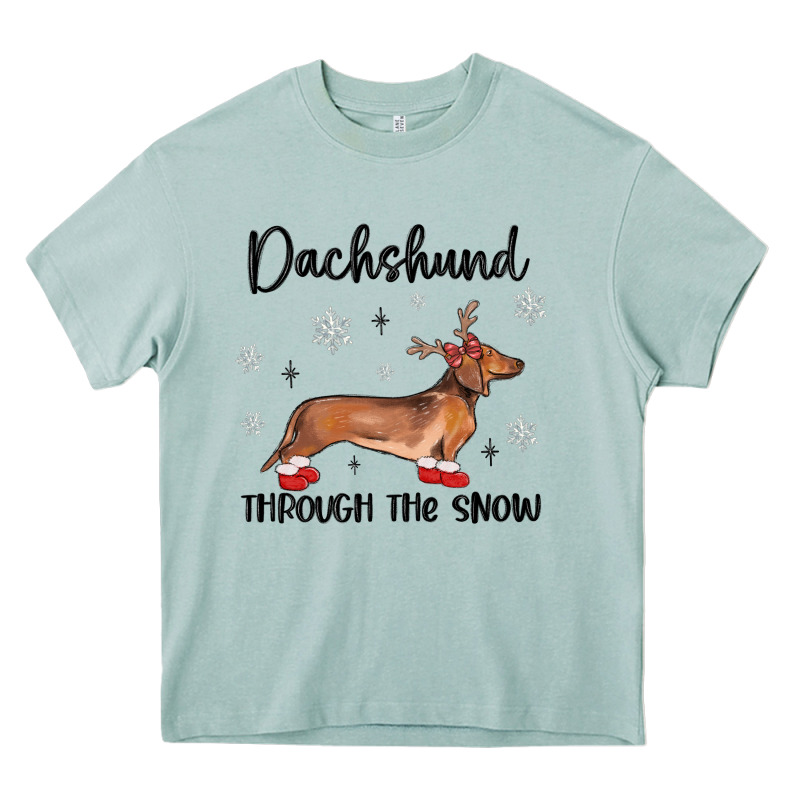 Dachshund Through The Snow Heavy Core Tee by MaliasSmallBusiness | Teevron