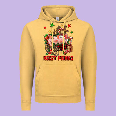 Merry Pig Mas Vintage Hoodie Designed By Fadigitalartstudio