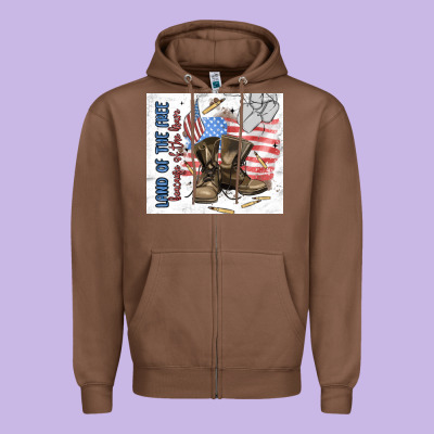 Land Of The Free Zipper Hoodie Designed By Maliassmallbusiness