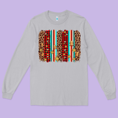 Christmas Socks Cookie Leopard Brushstroke Long Sleeve Tee Designed By Adodesignshop