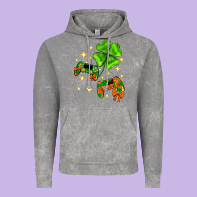 St. Patrick's Day With Game Control And Clover Vintage Hoodie Designed By Neo Western