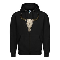 Black cow skul Zipper Hoodie - MaliasSmallBusiness