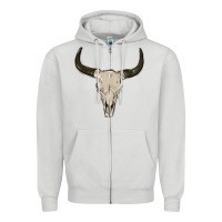 Dove Grey cow skul Zipper Hoodie - MaliasSmallBusiness