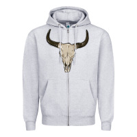Heather Grey cow skul Zipper Hoodie - MaliasSmallBusiness