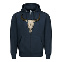 Navy cow skul Zipper Hoodie - MaliasSmallBusiness