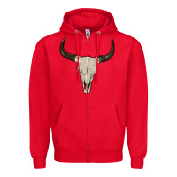 Red cow skul Zipper Hoodie - MaliasSmallBusiness