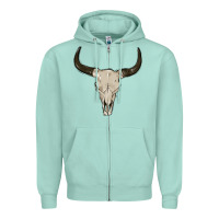 Seafoam cow skul Zipper Hoodie - MaliasSmallBusiness