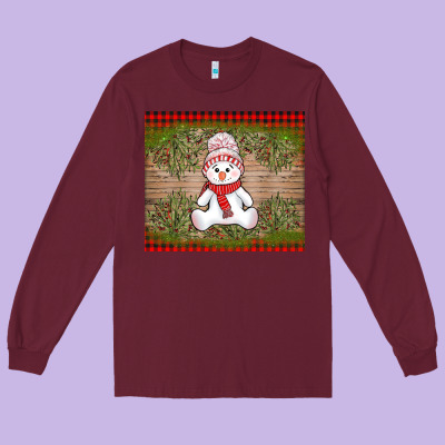 Christmas Snowman Long Sleeve Tee Designed By Adodesignshop