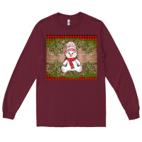 Burgundy Christmas snowman Long Sleeve Tee - AdoDesignShop