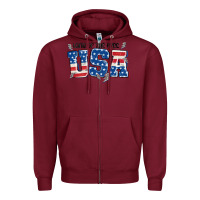 Burgundy land of the free usa Zipper Hoodie - MaliasSmallBusiness