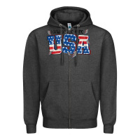 Charcoal Heather land of the free usa Zipper Hoodie - MaliasSmallBusiness