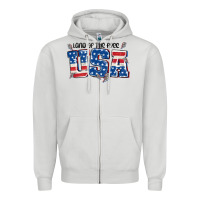 Dove Grey land of the free usa Zipper Hoodie - MaliasSmallBusiness