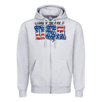 Heather Grey land of the free usa Zipper Hoodie - MaliasSmallBusiness