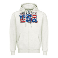Oatmeal Heather land of the free usa Zipper Hoodie - MaliasSmallBusiness