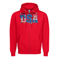Red land of the free usa Zipper Hoodie - MaliasSmallBusiness