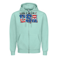 Seafoam land of the free usa Zipper Hoodie - MaliasSmallBusiness