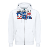 White land of the free usa Zipper Hoodie - MaliasSmallBusiness