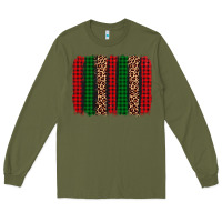 Army Green christmas glitter leopard brushstroke Long Sleeve Tee - AdoDesignShop