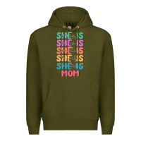 Army Green she is mom Premium Hoodie - JahusDesignShop