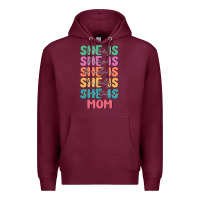 Burgundy she is mom Premium Hoodie - JahusDesignShop