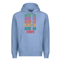 Colony Blue she is mom Premium Hoodie - JahusDesignShop