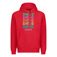 Red she is mom Premium Hoodie - JahusDesignShop