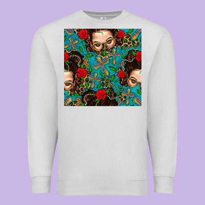 Messy Bun Mom And Cross With Leopard Patterns Premium Sweatshirt Designed By Bundleandbundleshop