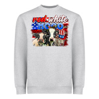 Heather Grey red white moo Heavyweight Sweatshirt - AdoDesignShop