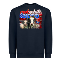 Navy red white moo Heavyweight Sweatshirt - AdoDesignShop