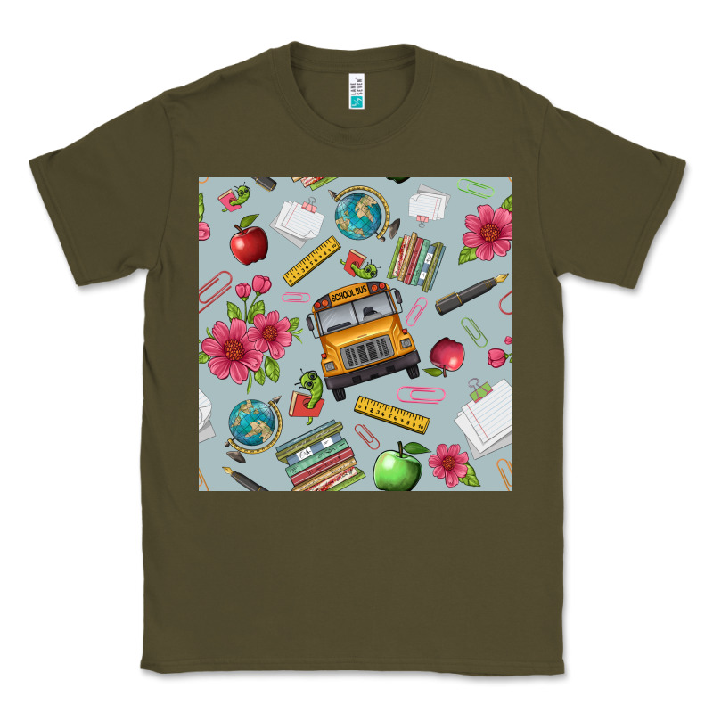 School Bus Back To School Seamless Pattern Classic Tee by BundleAndBundleShop | Teevron