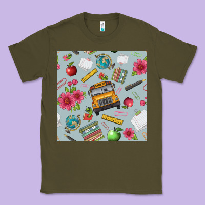School Bus Back To School Seamless Pattern Classic Tee Designed By Bundleandbundleshop