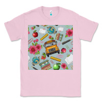 Bubblegum Pink school bus back to school seamless pattern Classic Tee - BundleAndBundleShop