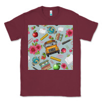 Burgundy school bus back to school seamless pattern Classic Tee - BundleAndBundleShop