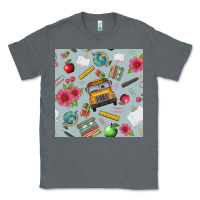 Charcoal Heather school bus back to school seamless pattern Classic Tee - BundleAndBundleShop