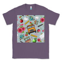 Lavender school bus back to school seamless pattern Classic Tee - BundleAndBundleShop